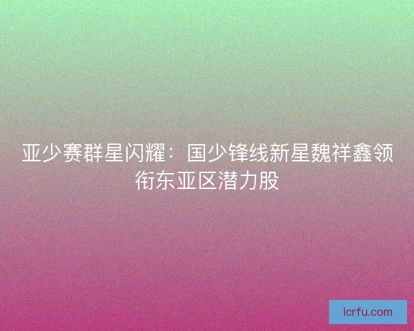 亚少赛群星闪耀：国少锋线新星魏祥鑫领衔东亚区潜力股