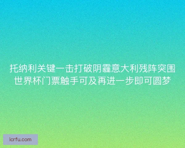托纳利关键一击打破阴霾意大利残阵突围世界杯门票触手可及再进一步即可圆梦 托纳利关键一击打破阴霾意大利残阵突围世界杯门票触手可及再进一步即可圆梦